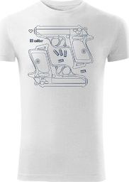  Topslang Koszulka z rewolwerem z rewolwerami z pistoletem męska biała SLIM XL