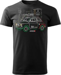  Topslang Koszulka z samochodem Fiat 500 męska czarna REGULAR M