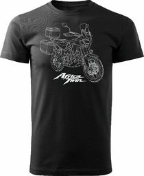  Topslang Koszulka motocyklowa z motocyklem Honda Africa Twin męska czarna REGULAR S
