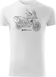  Topslang Koszulka motocyklowa z motocyklem Suzuki V-strom DL-650 męska biała SLIM XXL