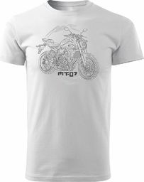  Topslang Koszulka motocyklowa z motocyklem Yamaha MT-07 męska biała REGULAR M