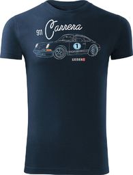  Topslang Koszulka z samochodem Porsche Carrera 911 męska granatowa SLIM L