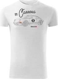  Topslang Koszulka z samochodem Porsche Carrera 911 męska biała SLIM L