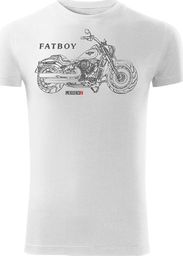  Topslang Koszulka motocyklowa z motocyklem HARLEY DAVIDSON FATBOY męska biała SLIM S