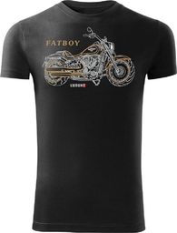  Topslang Koszulka motocyklowa z motocyklem HARLEY DAVIDSON FATBOY męska czarna SLIM XXL