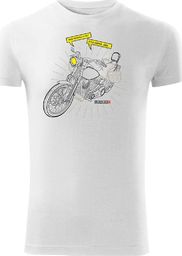  Topslang Koszulka motocyklowa z motocyklem Harley Chopper męska biała SLIM XXL