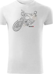  Topslang Koszulka motocyklowa z motocyklem Harley Chopper męska biała SLIM XL