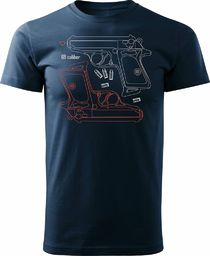  Topslang Koszulka z rewolwerem z rewolwerami z pistoletem męska granatowa REGULAR XXL