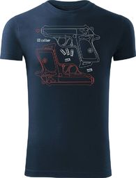  Topslang Koszulka z rewolwerem z rewolwerami z pistoletem męska granatowa SLIM XXL