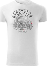  Topslang Koszulka motocyklowa z motocyklem HARLEY DAVIDSON SPORTSTER męska biała SLIM XL