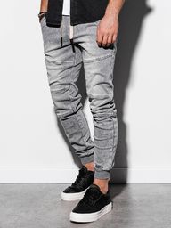  Ombre Spodnie męskie jeansowe joggery P551 - szare XXL