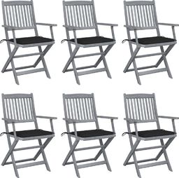  vidaXL VidaXL Składane krzesła ogrodowe, 6 szt., poduszki, drewno akacjowe
