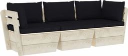  vidaXL Ogrodowa sofa 3-osobowa z palet, z poduszkami, drewno świerkowe