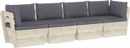  vidaXL Ogrodowa sofa 4-osobowa z palet, z poduszkami, drewno świerkowe