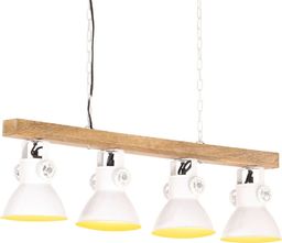Lampa wisząca vidaXL VidaXL Industrialna lampa sufitowa, biała, E27, drewno mango