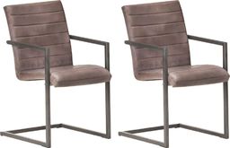  vidaXL Krzesła stołowe, wspornikowe, 2 szt., brązowe, skóra naturalna