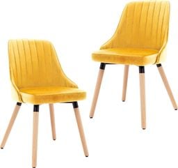  vidaXL Krzesła stołowe, 2 szt., żółte, aksamitne