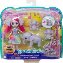  Mattel Enchantimals Esmeralda elephant i słoniki (GTM30)