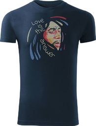  Topslang Koszulka reggae z Bobem Marleyem Bob Marley męska granatowa SLIM L