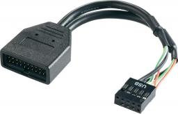  SilverStone USB 19 pin - USB 9 pin, 0.1m, Czarny (G11303050-RT)