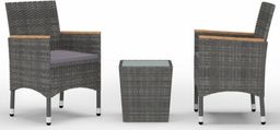 vidaXL VidaXL 3-częściowy zestaw bistro, rattan PE i hartowane szkło, szary
