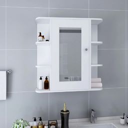  vidaXL Szafka łazienkowa z lustrem biała 66x17x63cm
