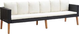  vidaXL 3-osobowa sofa ogrodowa z poduszkami, rattan PE, czarny