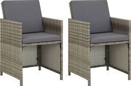  vidaXL Krzesła ogrodowe z poduszkami, 2 szt., polirattan, szare