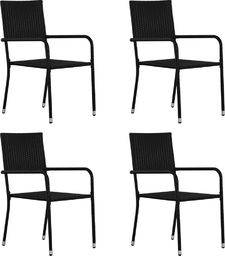  vidaXL Krzesła ogrodowe, 4 szt., polirattan, czarne
