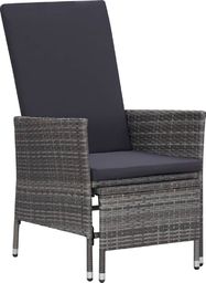  vidaXL Rozkładane krzesło ogrodowe z poduszkami, szary polirattan