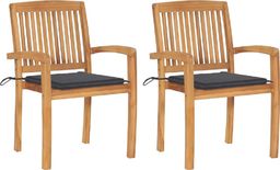  vidaXL Krzesła ogrodowe, 2 szt., antracytowe poduszki, drewno tekowe