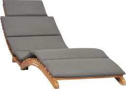  vidaXL Składany leżak z ciemnoszarą poduszką, lite drewno tekowe