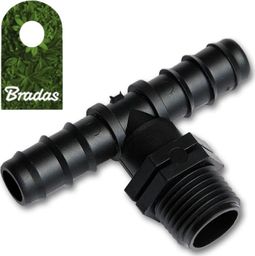  Bradas Trójnik GZ 1/2" 2x wtyk na wąż 16mm do węży kroplujących rur montażowych Bradas 7362