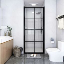  vidaXL Drzwi prysznicowe, hartowane szkło, 81 x 195 cm, czarne