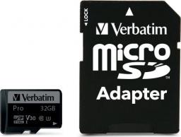 Karta Verbatim Pro MicroSDHC 32 GB Class 10 UHS-I/U3  (47041)