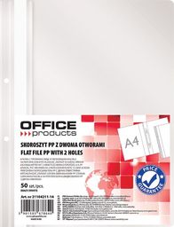 Office Products Skoroszyt OFFICE PRODUCTS, PP, A4, 2 otwory, 100/170mikr., wpinany, biały