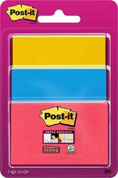 Post-it Karteczki samoprzylepne POST-IT Super Sticky (3432SS3-BYP-EU), 47,6x47,6mm, 3x45 kart., zawieszka, mix kolorów