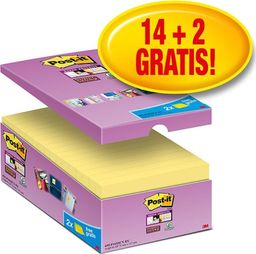 Post-it Karteczki samoprzylepne Post-it Super Sticky (655-P16SSCY-EU), 127x76mm 16x90 kart., żółte, 2 Karteczki GRATIS