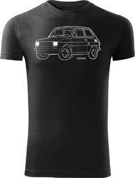  Topslang Koszulka motoryzacyjna z samochodem Fiat 126p męska czarna SLIM XL