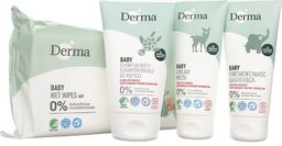 Derma SET Eco Baby maść łagodząca 100ml + krem pielęgnacyjny 100ml + szampon/mydło do kąpieli 150ml + chusteczki nawilżane 64szt