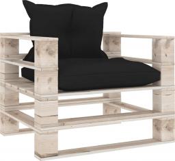 vidaXL Sofa ogrodowa z palet z czarnymi poduszkami drewno sosnowe VidaXL