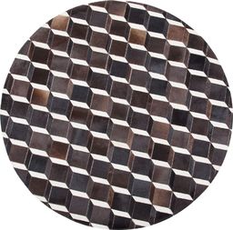 Beliani Dywan patchwork okrągły skórzany 140 cm brązowy ALPKOY