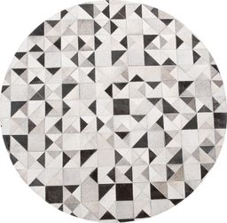  Beliani Dywan patchwork okrągły skórzany 140 cm szary KIRKLAR