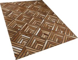  Beliani Dywan patchwork skórzany 160 x 230 cm brązowy TEKIR