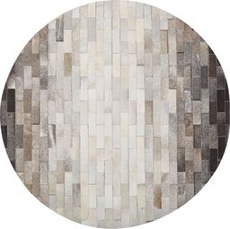  Beliani Dywan patchworkowy okrągły skórzany 140 cm brązowo-beżowy DUTLAR