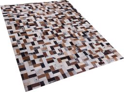  Beliani Dywan patchwork skórzany 160 x 230 cm brązowo-beżowy CESME