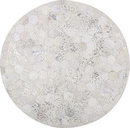  Beliani Dywan patchworkowy okrągły skórzany 140 cm srebrny BOZKOY