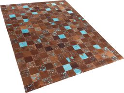  Beliani Dywan patchwork skórzany 160 x 230 cm brązowy ALIAGA