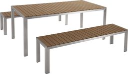  Beliani Zestaw ogrodowy Nardo stół i 2 ławki jasne drewno
