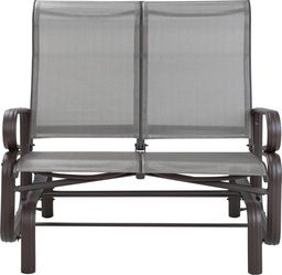 Beliani Ławka ogrodowa 114 cm bujana brązowa BORGIO